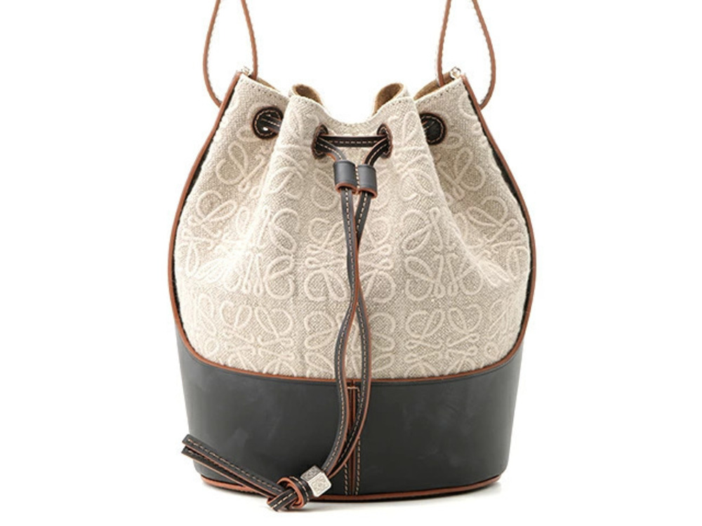 Loewe Balloon Bag Canvas Calf Beige Cream Black